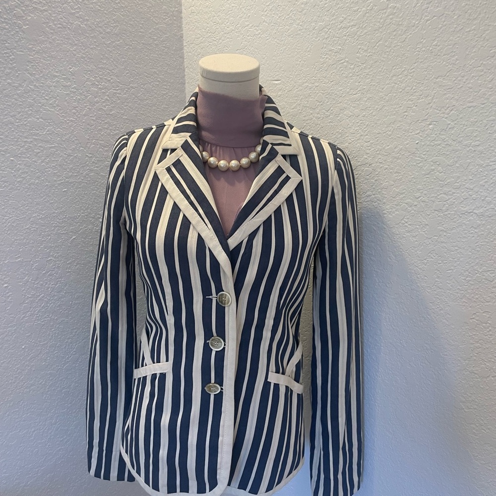 Emporio Armani Blue and White Blazer Tailored Jacket